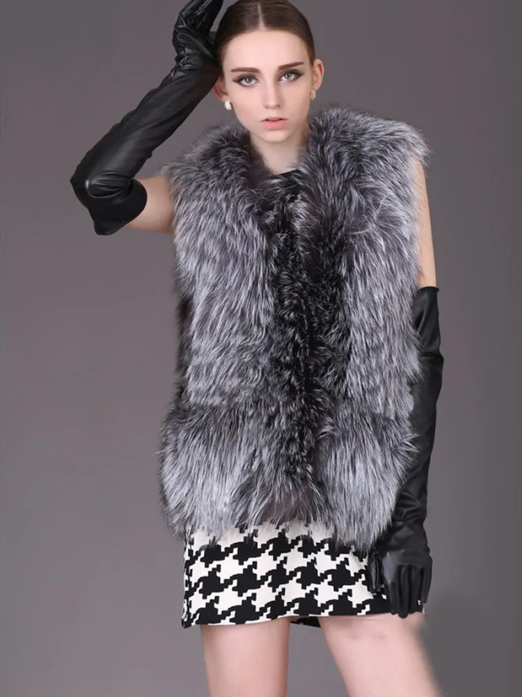 

Faux Fox Fur Vest 2021 Women Coat Jacket Fake Fur Vest Elegant Fluffy Veste Fourrure Femme Autumn Winter Fashion Shaggy Luxury