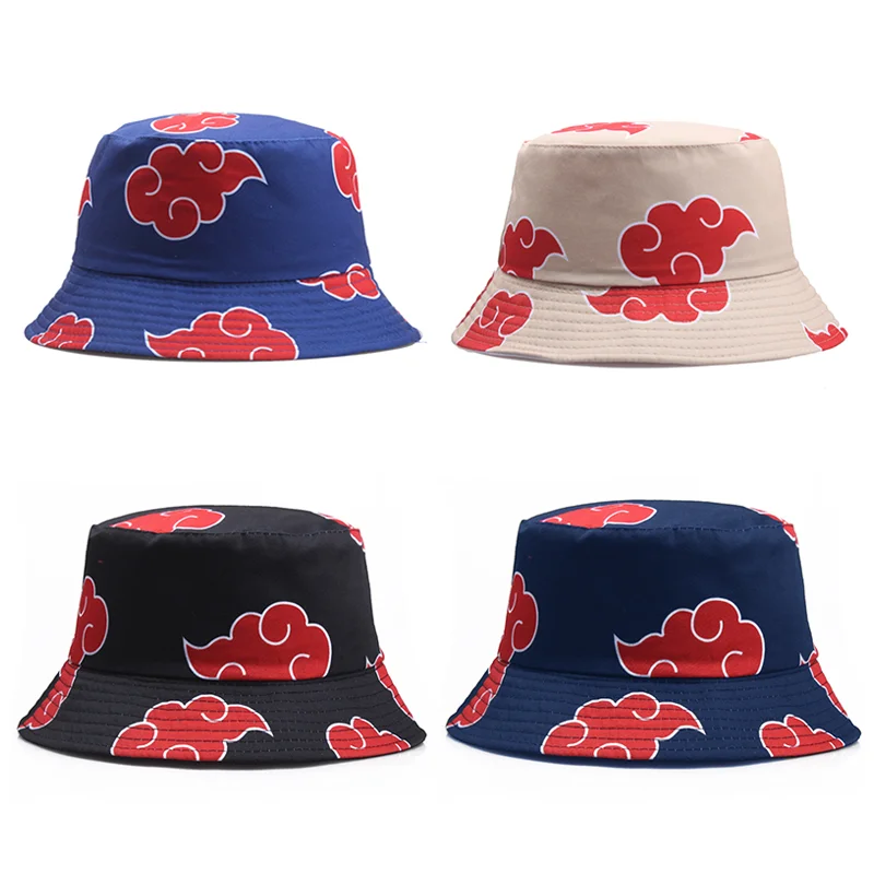 Anime giapponese Akatsuki Logo cappello a secchiello uomo donna nuvole di buon auspicio Bob Panama cappellini donna ragazze estate spiaggia cappelli da pescatore