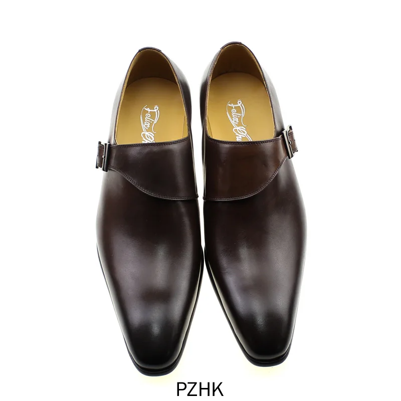 Sapatos Masculino Zapatos De Vestir Disenador Marca Cuero Genuino Con Hebilla Para Hombre Correa Monje Marron Negro Oficina | Обувь