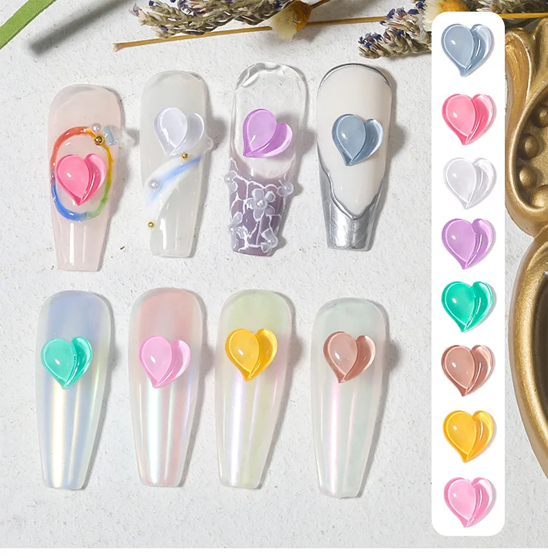 

20pcs 3D Colored Resin Heart/Peach nail charms/flat back/DIY design/card making/flower beads/ Kawaii Lovely Decoration
