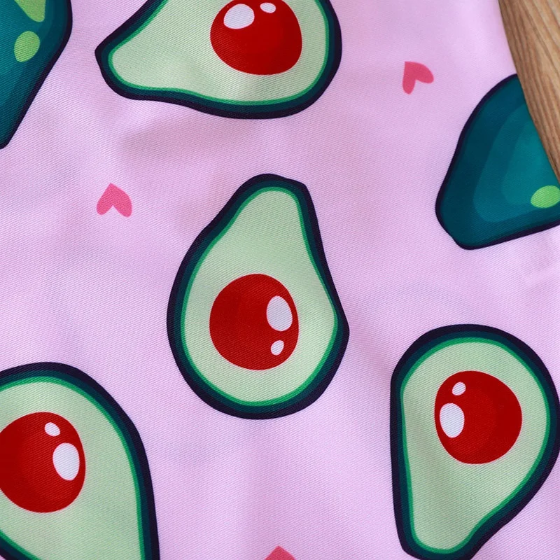 

Baby Kids Girls Rompers Cute Petal Avocado Print Sleeveless Swimsuit