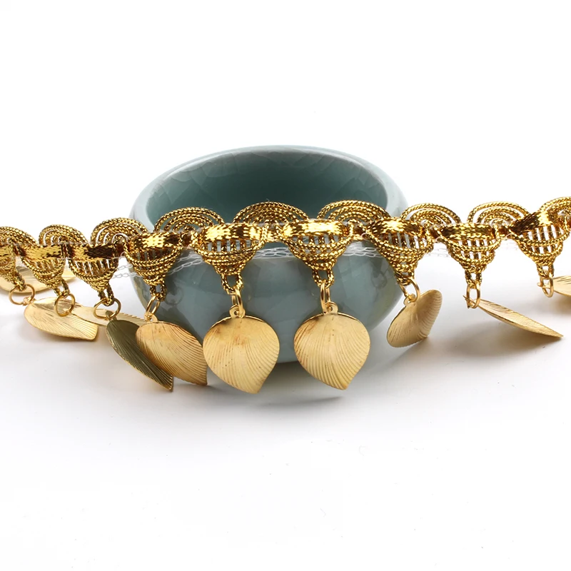 Кружевная лента с бахромой листьями и блестками 45 мм 1 ярд для свадьбы вечеринки