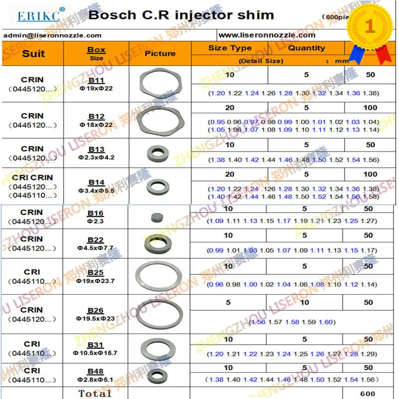 Прокладки для инжектора B11 B12 B13 B14 B16 B21 B22 B23 B24 B25 B26 B31 B48 50 шт. регулируемые клапаны