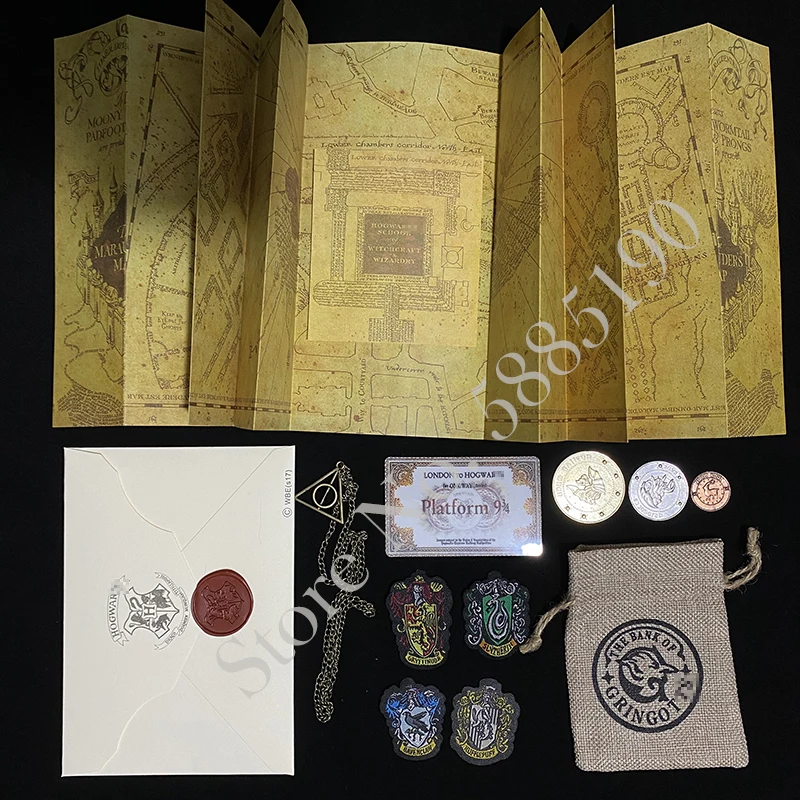 Карта мараудера письмо о приеме школы магии 9 3/4 ожерелье из смерти с билетом 4