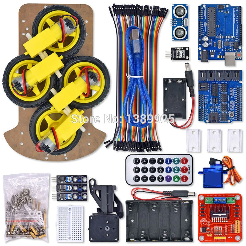 

Multi-function 4WD Robot Car Kits Ultrasonic Module R3 MEGA328P Robot Car Assembly Kit