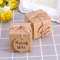 hot 50pcs kraft candy box wedding favors baby shower chocolate box cardboard gift box with thank you tags home party birthday