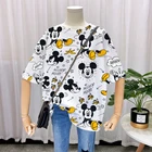 Модная футболка 3ddisney с коротким рукавом Микки Мауса модная женская мультяшная одежда ins tide Большой размер средний и Длинный топ