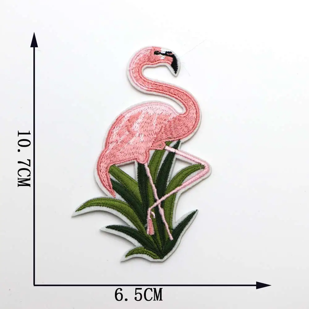Изысканные вышитые патчи в виде фламинго для одежды железная нашивка на ткани