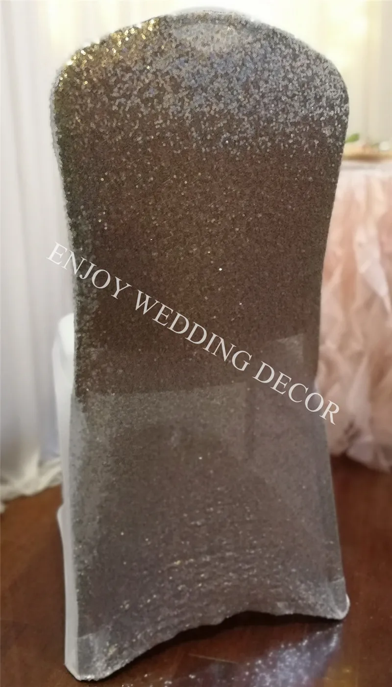 50pcs YHC#35 luxury sequin around silver spandex lycra wedding banquet events polyester stretchy chair back cover |