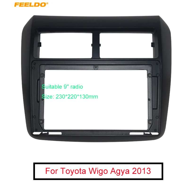 

Автомагнитола FEELDO, 2DIN переходник с рамкой для Toyota Wigo Agya, 9 дюймов, большой экран, DVD-плеер, комплект для приборной панели