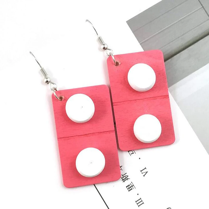Креативные деревянные висячие серьги в форме капсулы Забавные милые виде