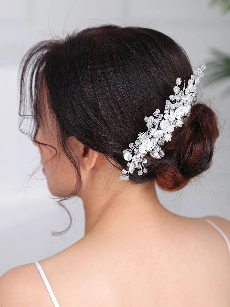 Свадебные Элегантные аксессуары для волос Серебряный цветочный гребень