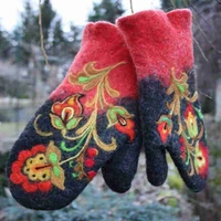embroidered gloves winter women warm 2020 autumn fashion glove leather mittens outdoor gloves lady christmas gift mitten