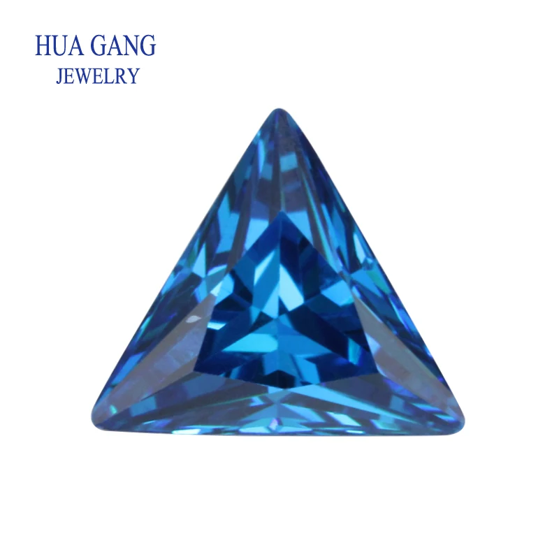 

5A Dark Sea Blue Triangle Shape Cubic Zirconia Brilliant Cut Loose CZ Stone Synthetic Gems Beads For Jewelry Size 3x3-9x9mm
