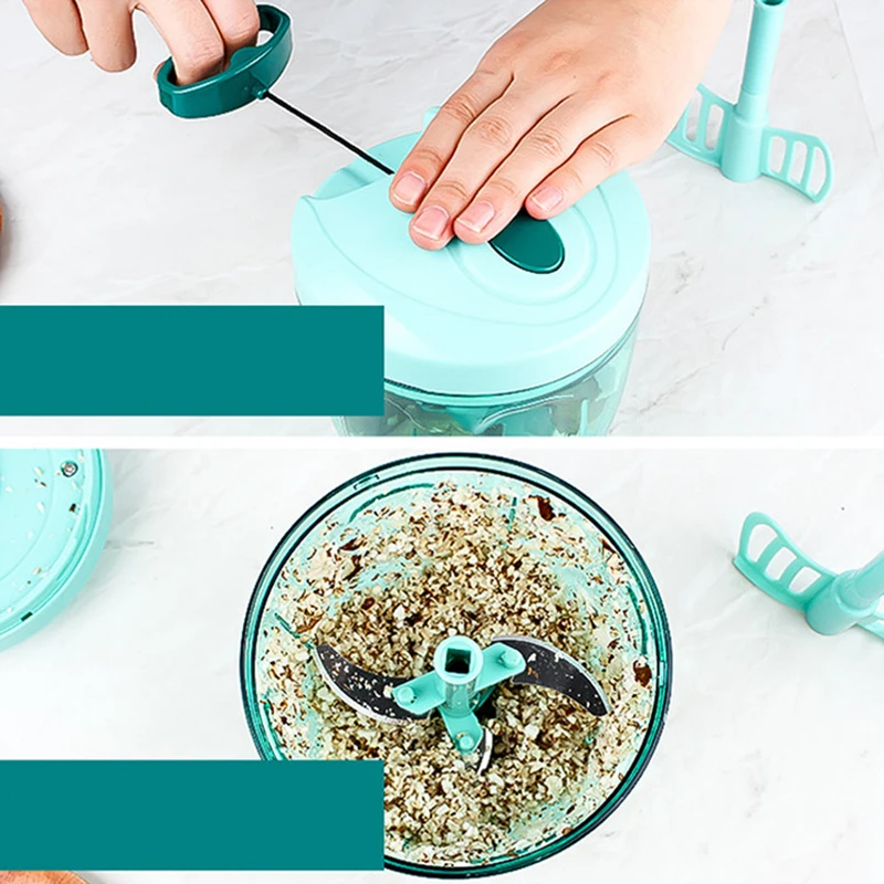 HIFUAR Manual Fruit Vegetable Chopper Hand Pull Food Cutter Onion Nuts Grinder Mincer Shredder Kitchen Accessories With 5 Blades |