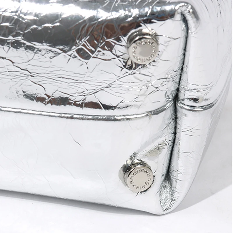 

[EAM] Women New Folded Sequins Diamonds Handbag PU Leather Flap Personality All-match Crossbody Bag Fashion Tide 2021 18A2458