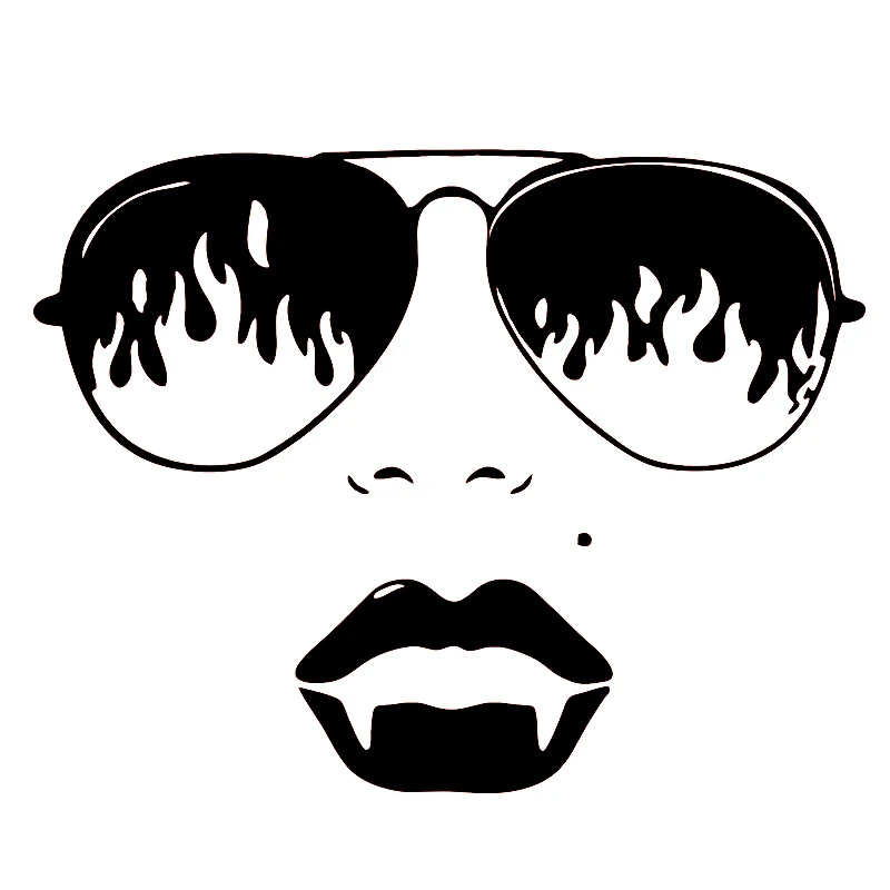 

16*12.4cm Girl Woman Vampire Sunglasses Lips Car Truck Window Laptop Vinyl Decal Sticker Car Styling