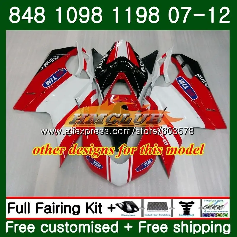 

848S For DUCATI 848R 1098R 848 1098 1198 S 07 08 09 11 12 39CL.0 1098S 1198S 2007 2008 2009 2010 2011 2012 Fairing New red white
