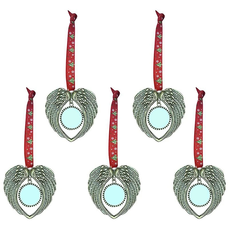

5Pcs Angel Wing Shaped Pendants Christmas Tree Ornaments Heart Shape DIY Pendant