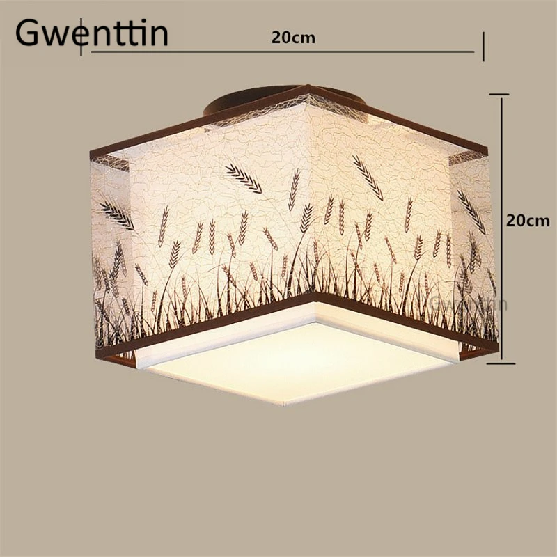 Потолочные светильники из льняной ткани в китайском стиле светодиодные