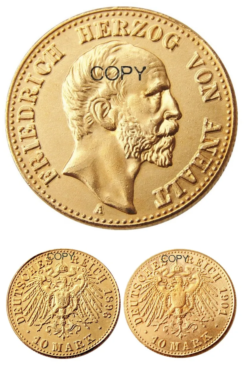 

GERMAN ST. Anhalt-Dessau Friedrich I (1896 1901) 10 mark Gold Plated Copy Coin