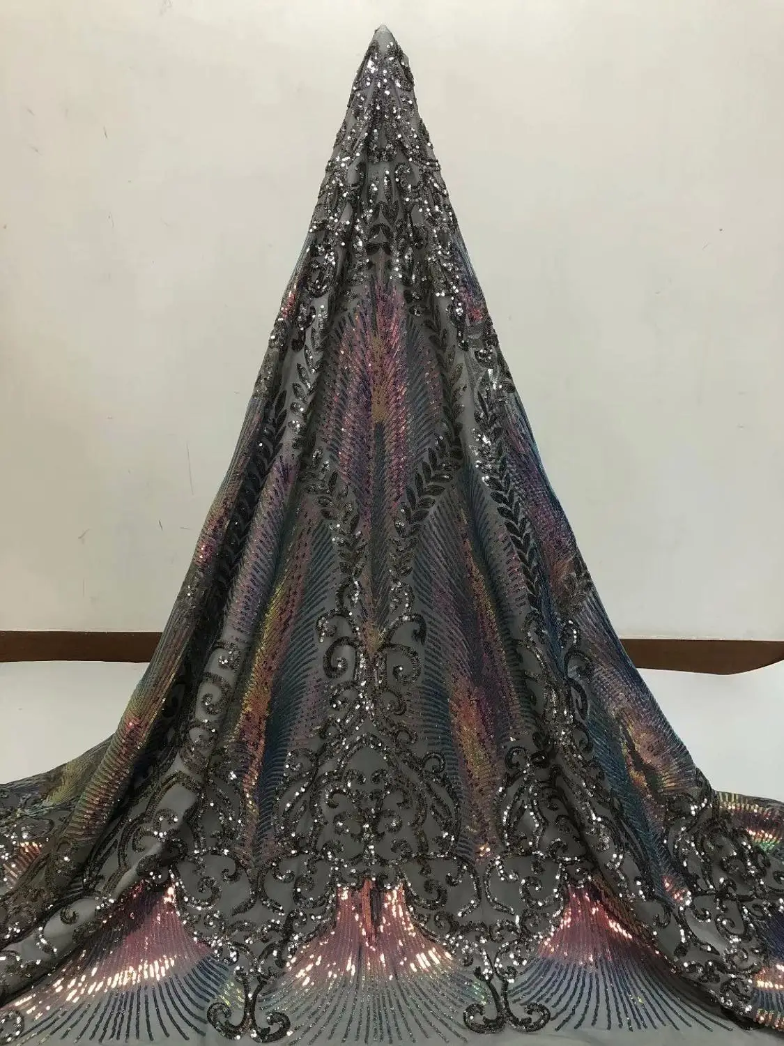 Зеленый/золотой модный двойной цвет французский Тюль кружевная ткань с