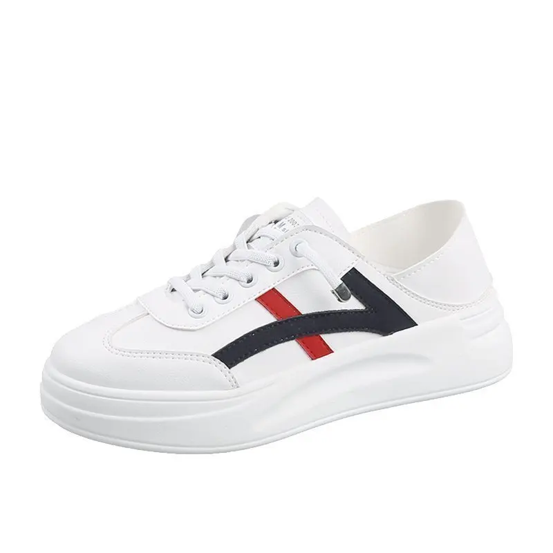 

New Spring Autumn Women White Casual Shoes Platform 4CM Fashion Stripe Sport Outdoor Girls Flat Sneakers Mujer Tenis Zapatillas