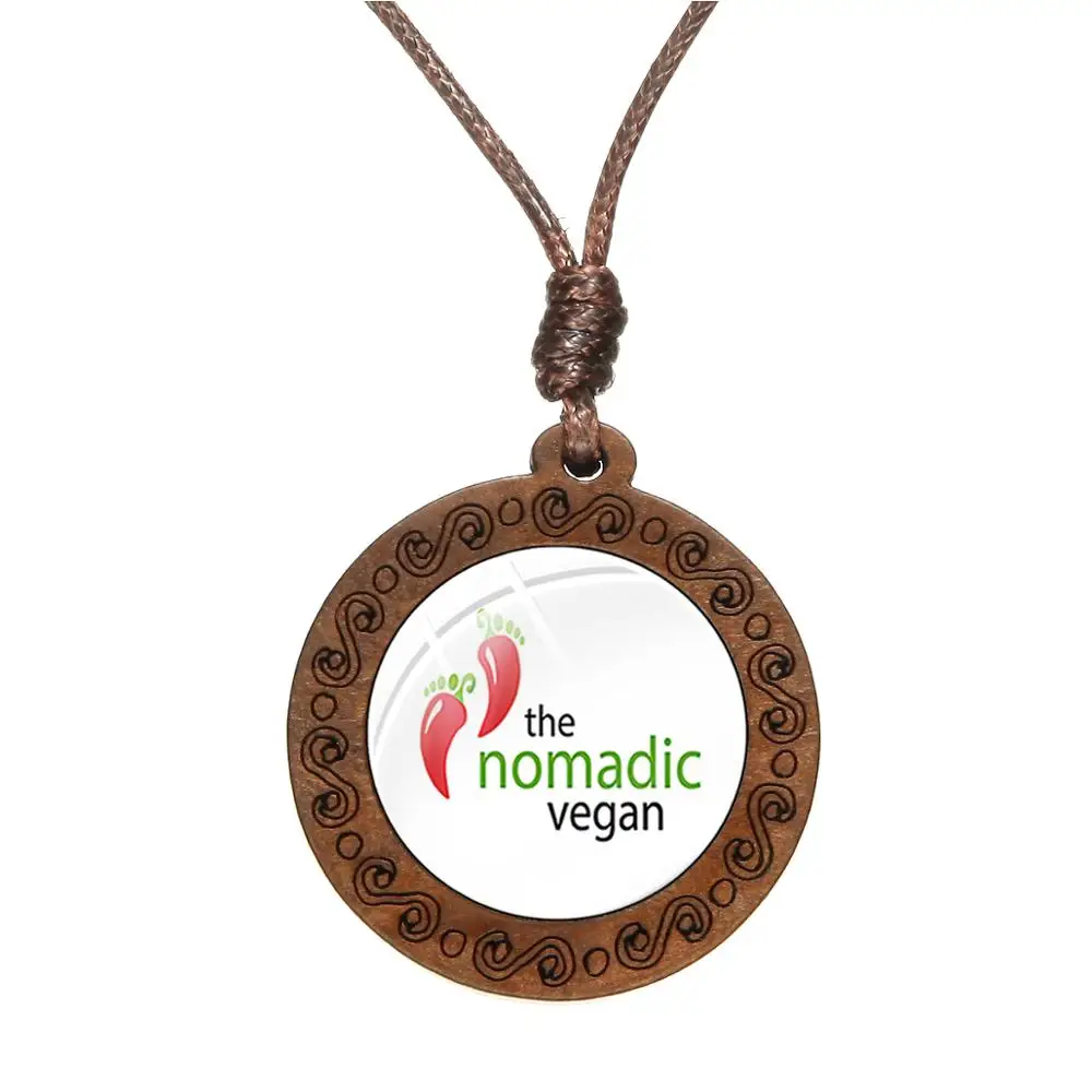 Азиатских веганских материалов Здоровое питание Деревянный ожерелье с надписью