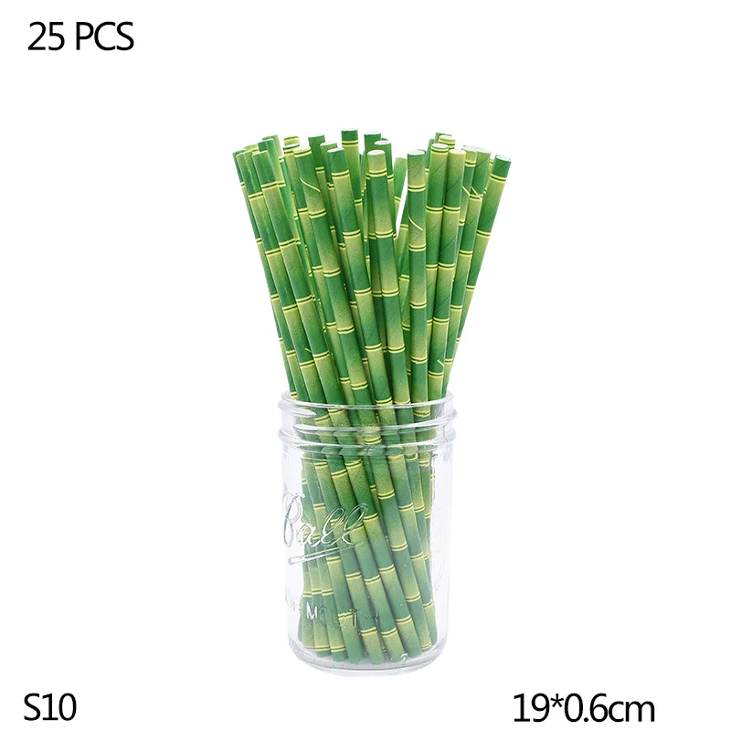 S10-25pcs straws Футбольная тематическая вечеринка, Набор Декоративной посуды, бумажные тарелки и стаканы, салфетка, конфетный мешок, коробка для детского душа, принадлежности для дня рождения - Цвет: S10-25pcs straws