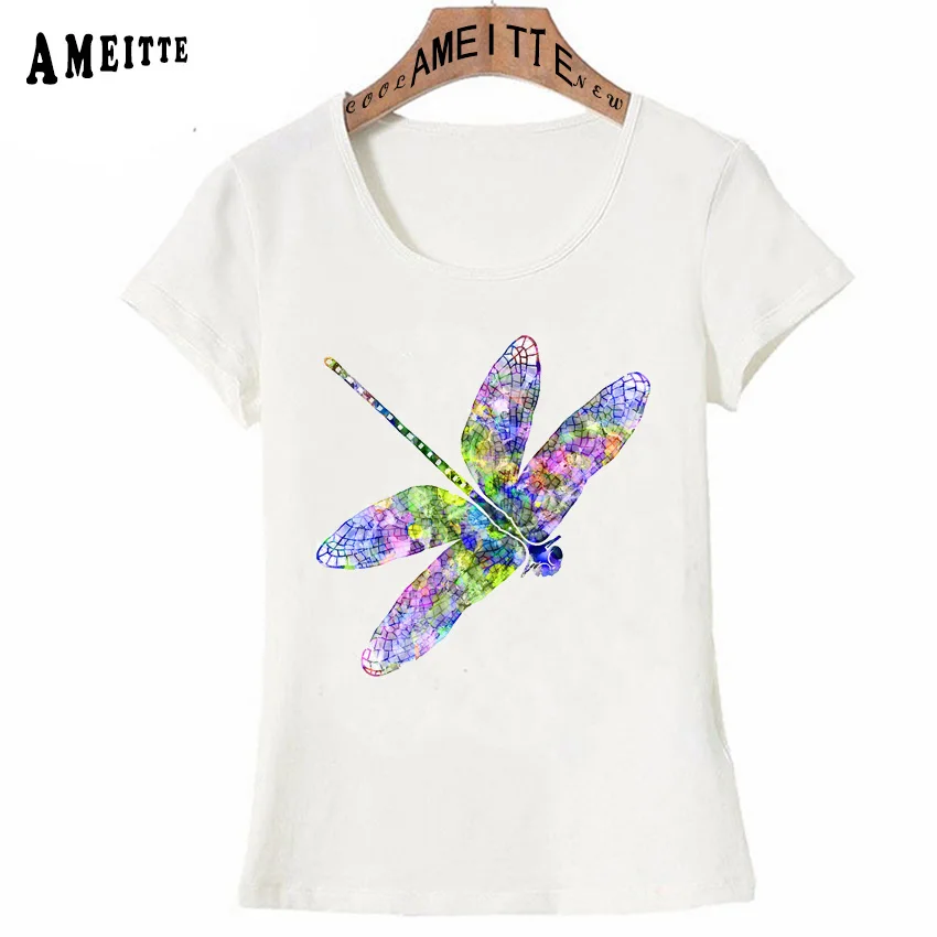 Новая летняя модная женская футболка с ярким рисунком стрекозы женские