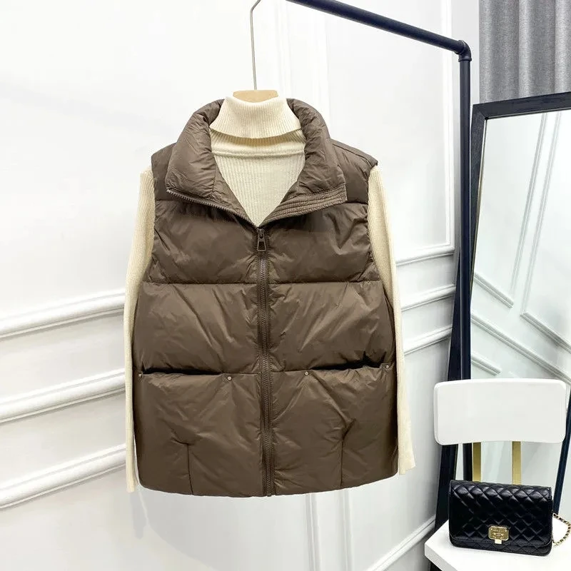 Женский сверхлегкий жилет на 90% утином пуху новый мягкий без рукавов осень и зиму
