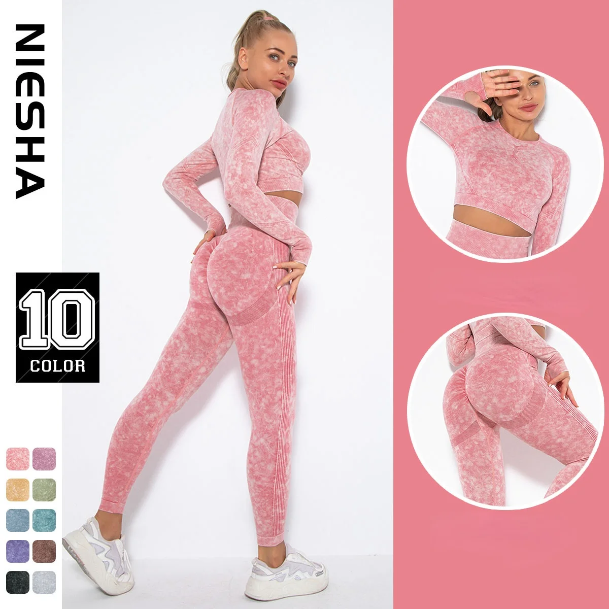 

Seamless Tights Woman Leggings Sport Overalls for Women Washed Robes Women's Two Pieces Set 2 Pcs Sports Topa Pants Top Bra Gym