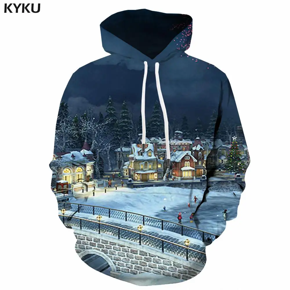 3d толстовки Рождество для мужчин новый год с принтом снежинок маленьких девочек
