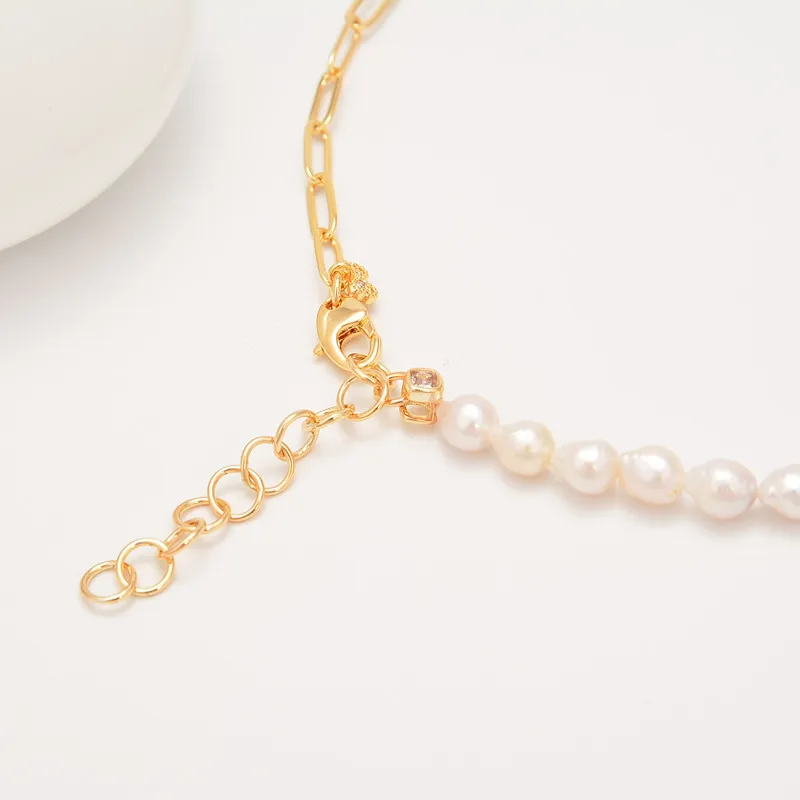 

SlOksana Handmade 14K Gold Heart Lock Irregular Baroque Trendy Fine Pendant Necklace Fashion Pearl Jewelry For Women Accessories
