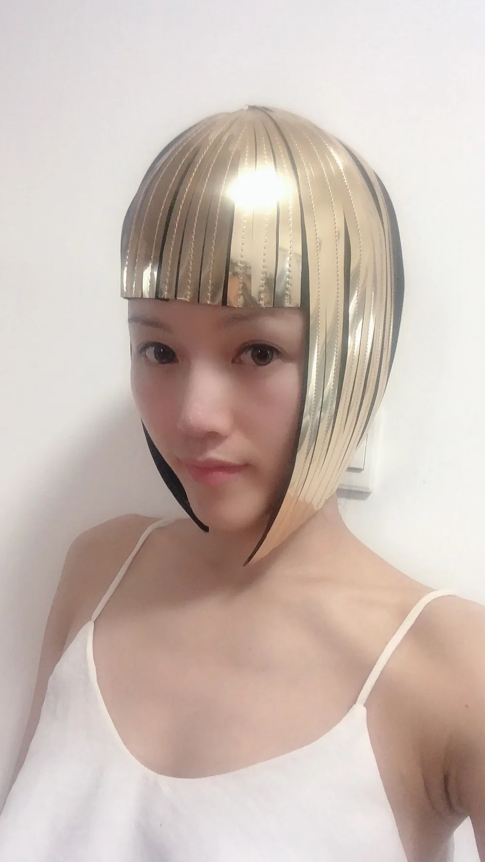 Клеопатра металлический парик hairdress в хроме или золото египетская богиня парик Боб-парик bobcut головной убор