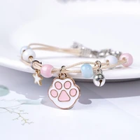 cute korean trendy rose bracelet for women delicate candy color beads charm cat paw pendant bracelets for girls birthday gifts