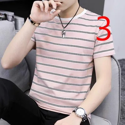 Summer new round neck repair body shirt trend youth Korean letter half sleeve |