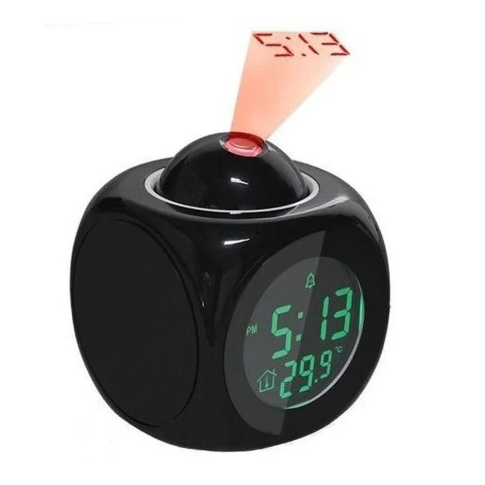 

LED Digital Clock Time Projection High Volume Temperature Display Alarm Room Table Clock USB Charger Home Decor Desk Ornaments
