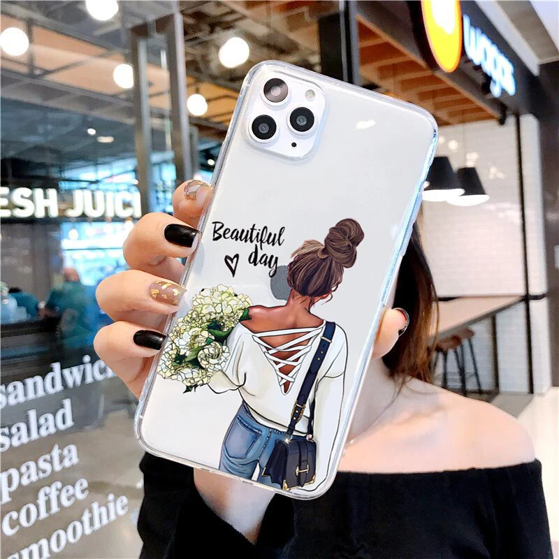 Модный Дорожный мягкий чехол для телефона из ТПУ девушек iPhone 11Pro Max 6 6s 7 8 Plus X Xs Xr