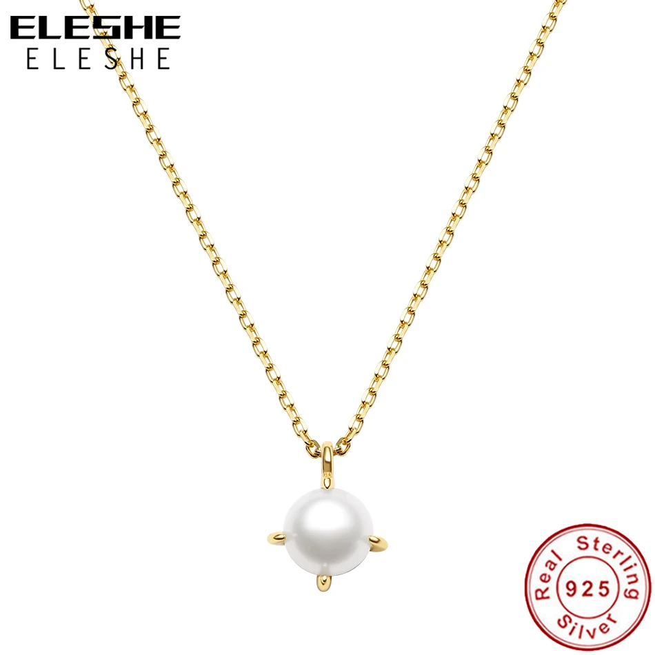 

ELESHE 2021 новый 925 стерлингового серебра с 18K позолоченное ожерелье пресной воды Жемчужное ожерелье с подвеской для женщин, хорошее ювелирное и...