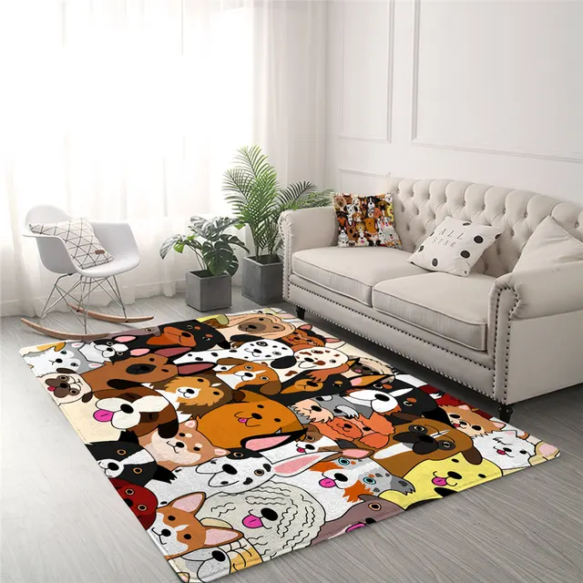BlessLiving Dog Carpet Cartoon Area Rug For Living Room Orange Tapis Salon Funny Alfombra Dormitorio 152x244cm Decorative Mat 2