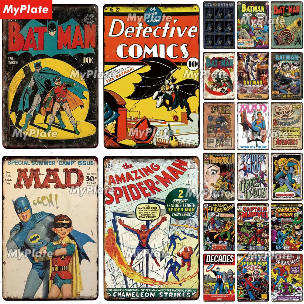 Металлическая Вывеска американский герой винтажная Жестяная Табличка с