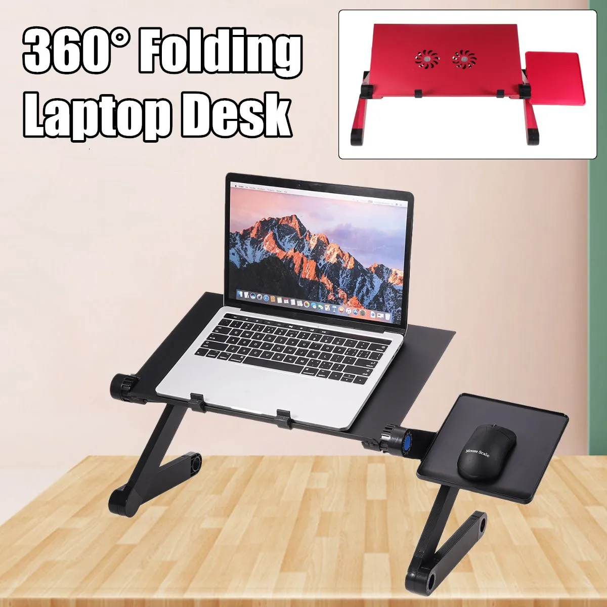 

Aluminum Alloy 360 Adjustable Laptop Table Portable Folding Computer Desk Notebook Desktop Stand Computer Table For Sofa Bed