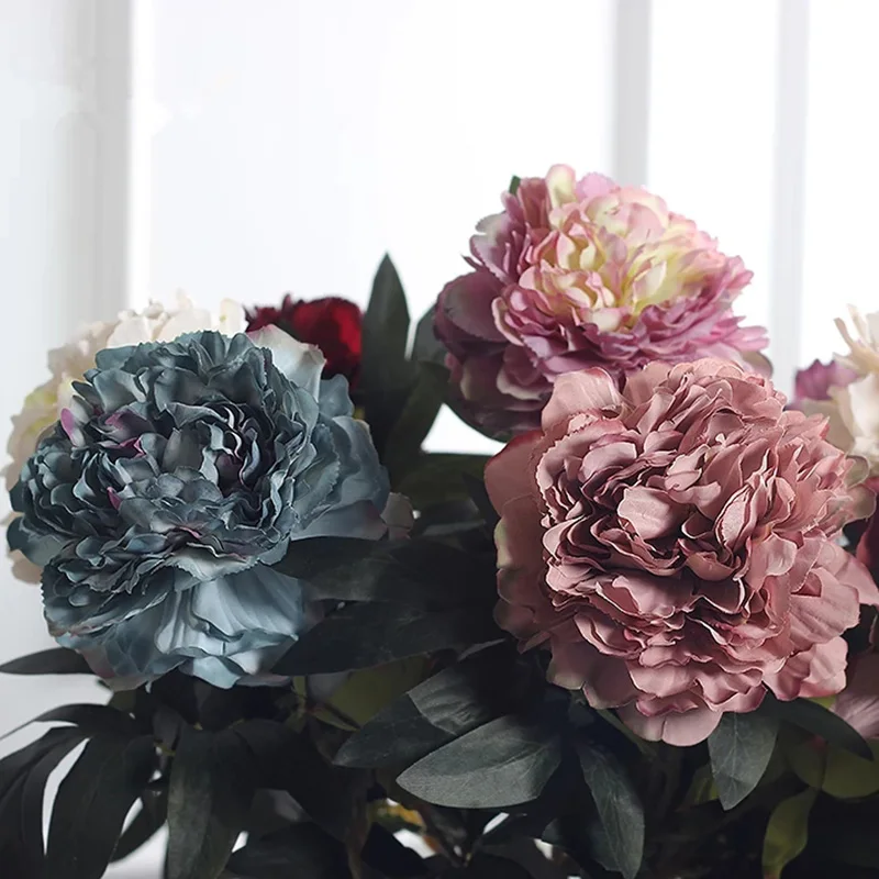 Ретро двуглавый пион искусственный цветок скандинавский украшение для дома