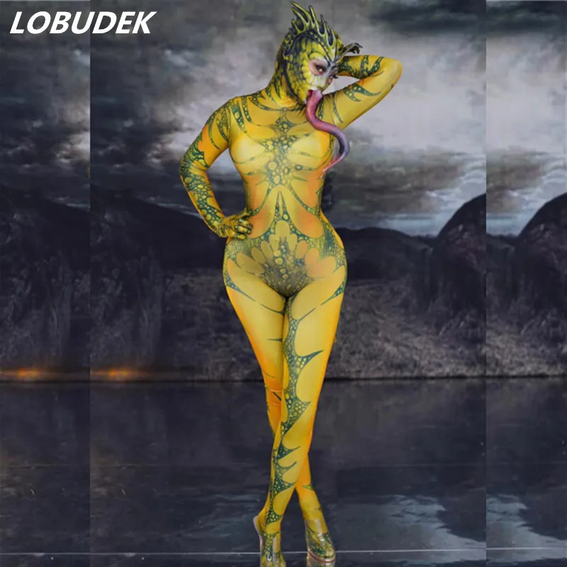 Комбинезон в масках с рисунком ящерицы костюм для косплея на Хэллоуин и