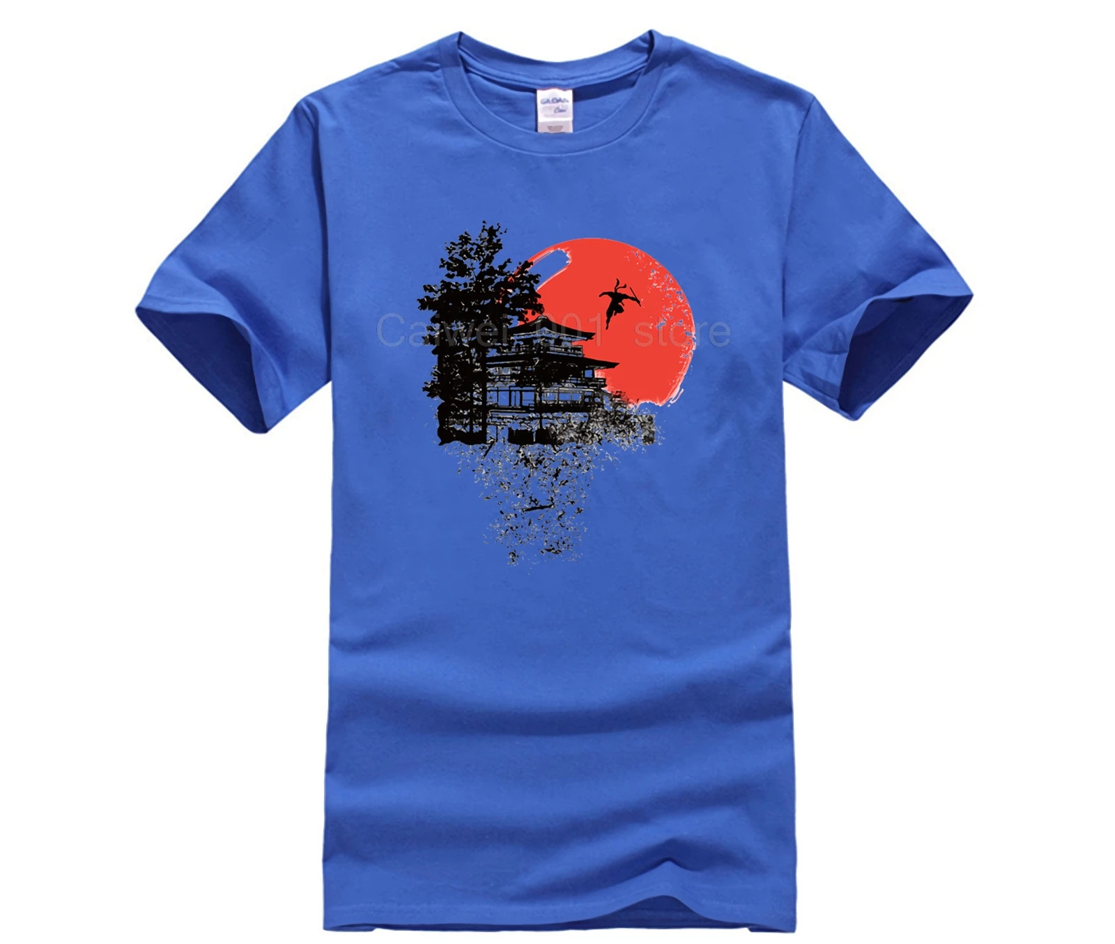 Футболка мужская короткая с японским принтом Модная стильная тенниска самурая и