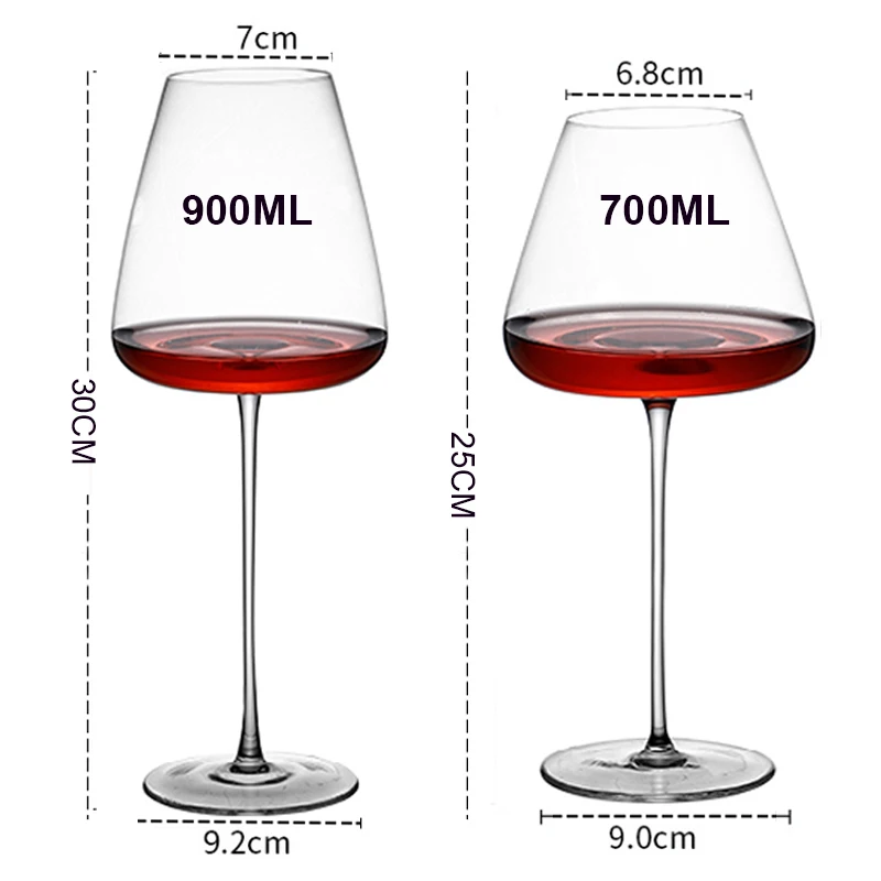 Стеклянный бокал для красного вина шампанского Бордо бордового цвета 2 шт. 700 мл/900