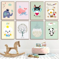 cute elephant whale dog panda cartoon nursery wall art canvas painting nordic posters and prints wall pictures kids room decor