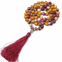 8mm egg yellowstone gemstone 108 beads tassels mala necklace handmade yoga natural pray spirituality wristband gemstone buddhism