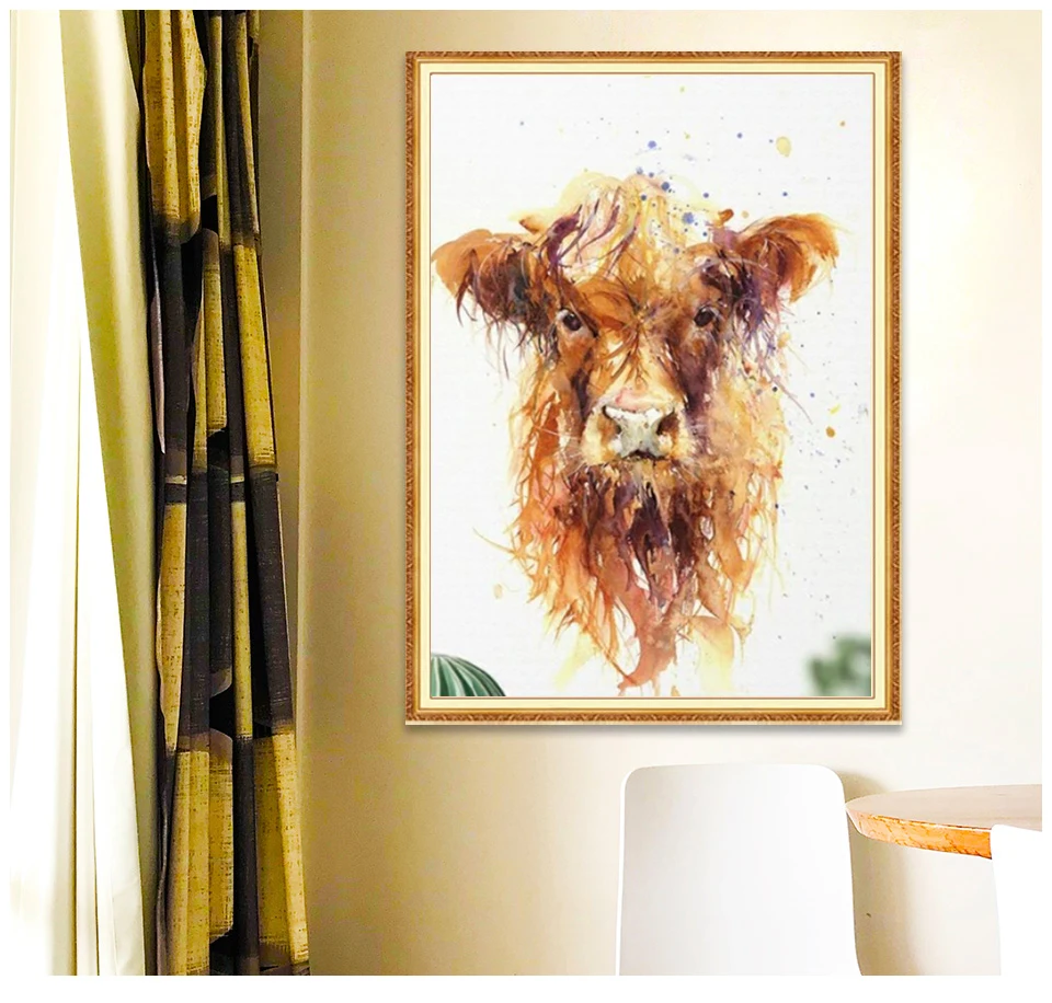 

GATYZTORY DIY Pictures By Number Yellow Cow Oil Painting By Number HandPainted Aninals Drawing On Canvas Home Decor Art Gift